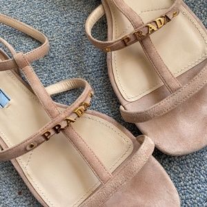 Prada Nude Suede Sandals 40